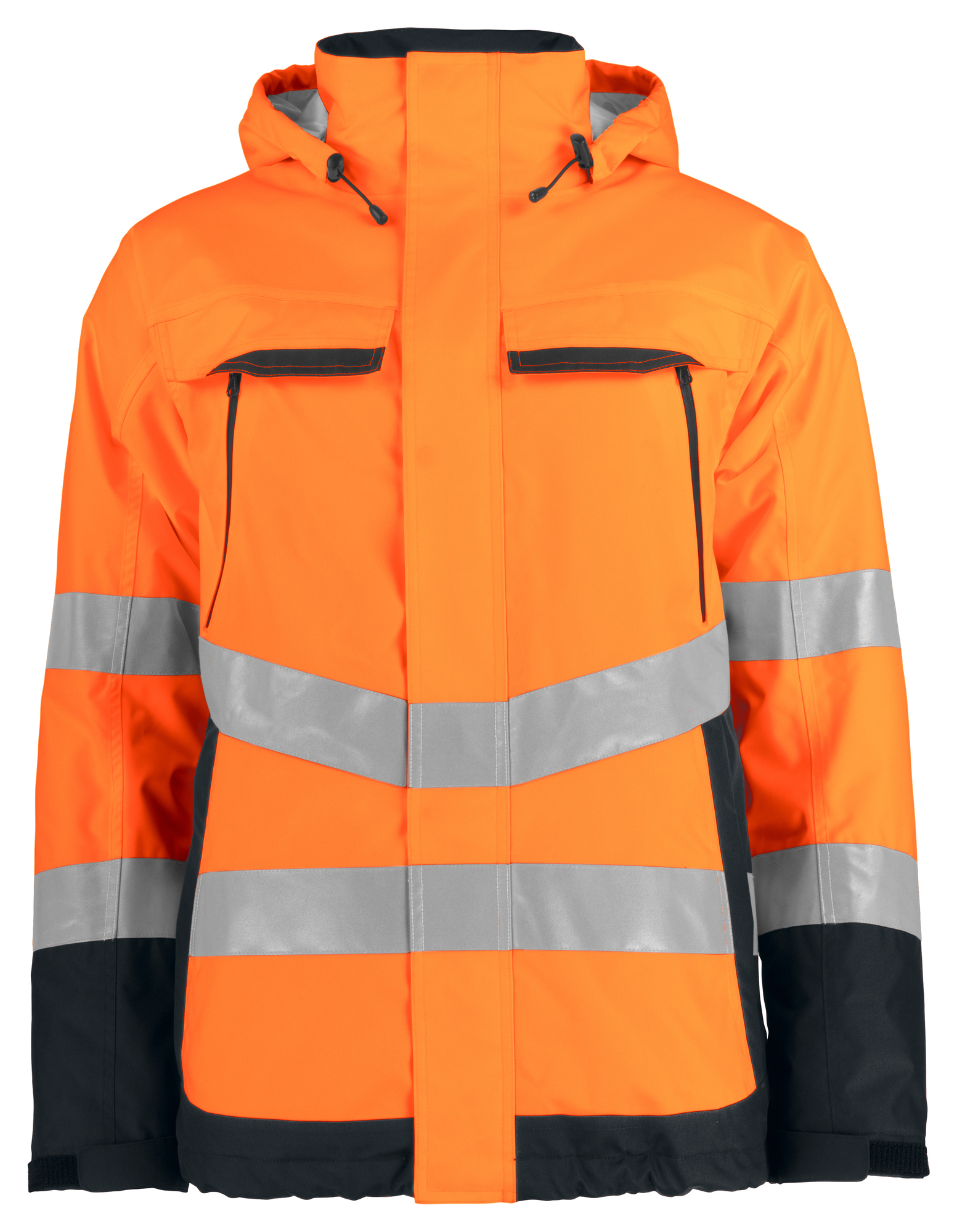 Parka publicitaire imperméable avec bandes HV - 200g Orange et Noir